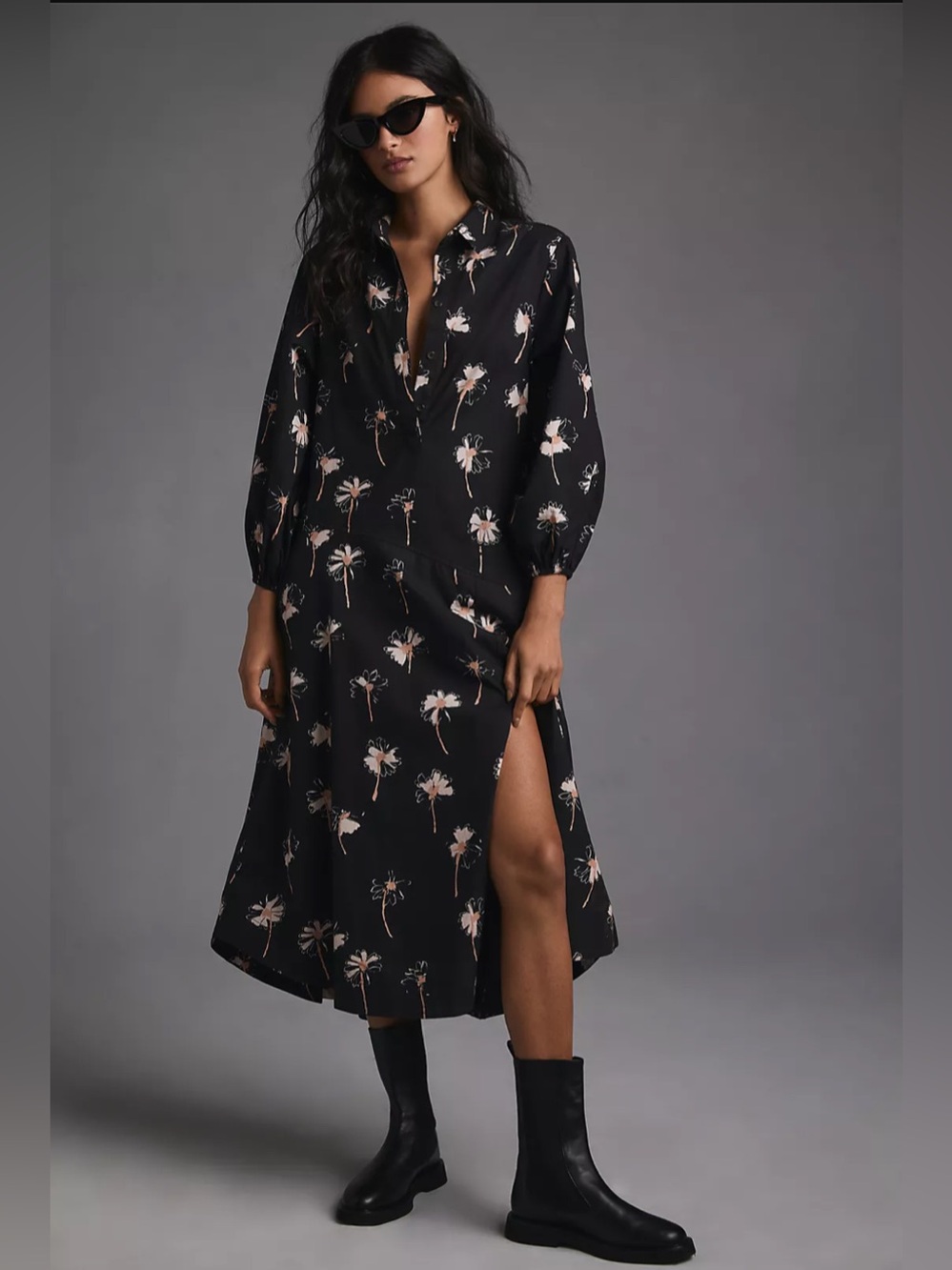Anthropologie Maeve Button-Front Asymmetrical Dress